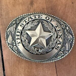 Tony Lama Solid Brass State of Texas Belt Buckle
